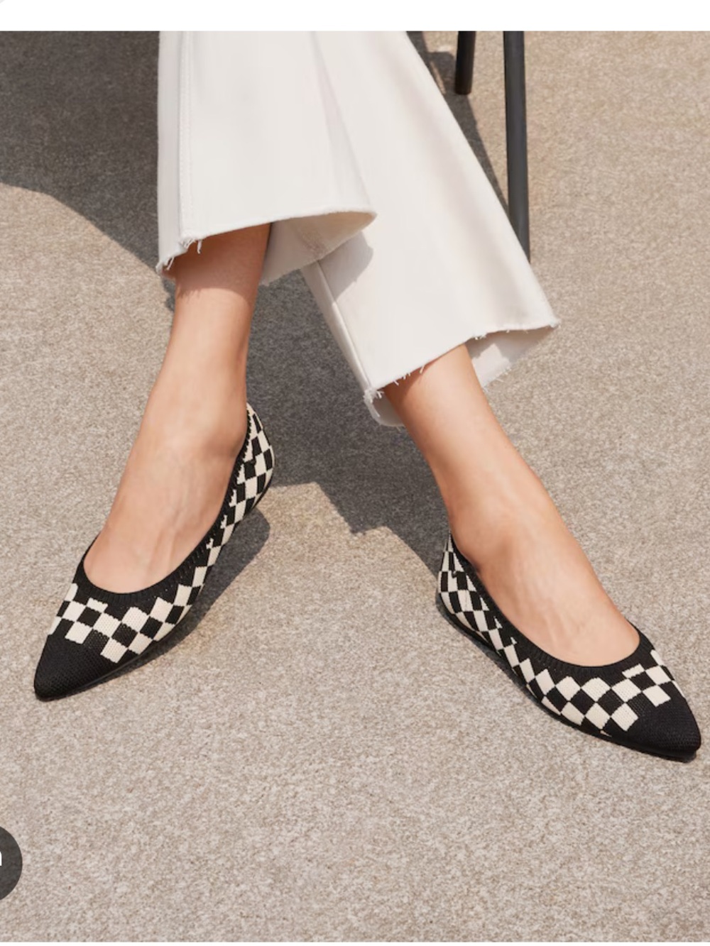 Vivaia Aria 5 point-toe ballet flats black white checker size 39 US 8 - Picture 2 of 9